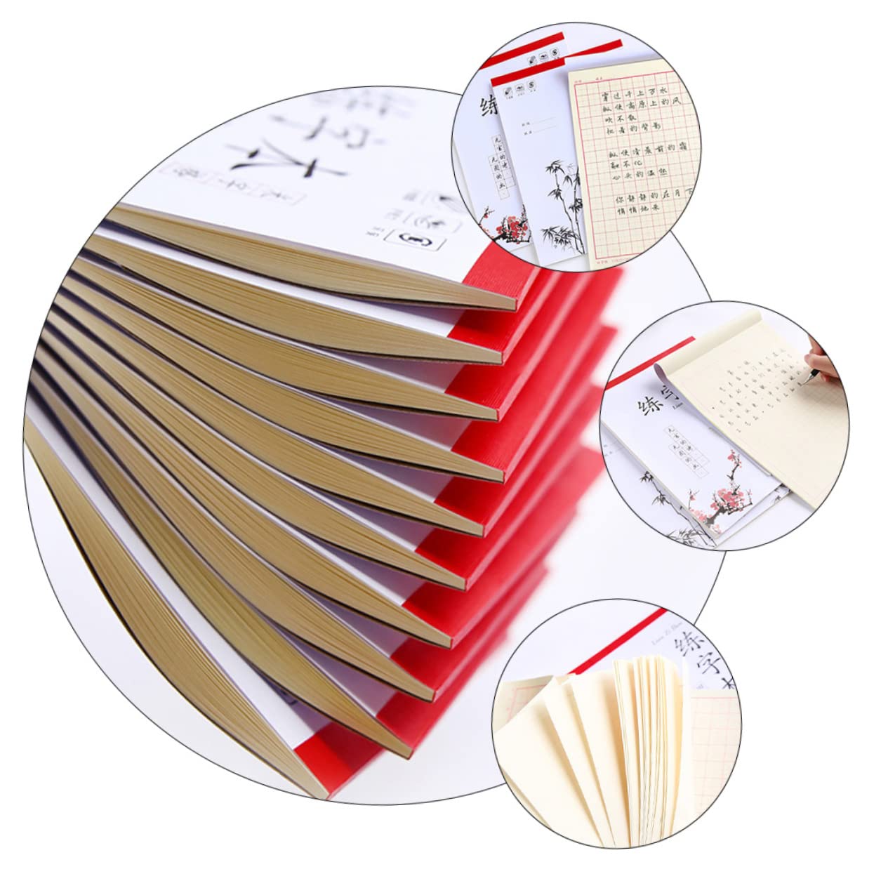 jojofuny 2 ensembles Cahier D'Exercices Pour Tout-Petits Apprentissage Cursive Pratique De L' Calligraphie Chinoise Cahier 4 pièces * 2