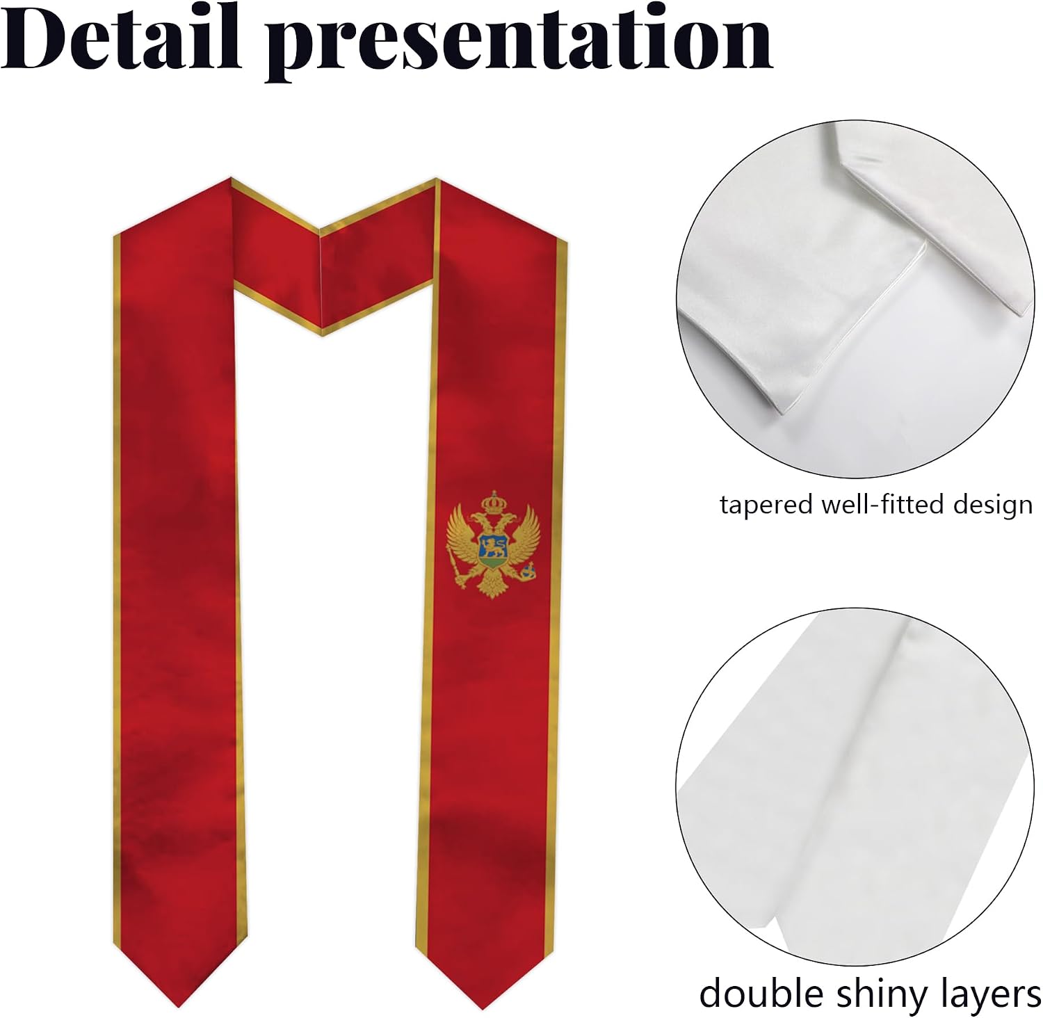 Graduation Sash Satin Scarf 72" Stole for Abroad Student International Study Class