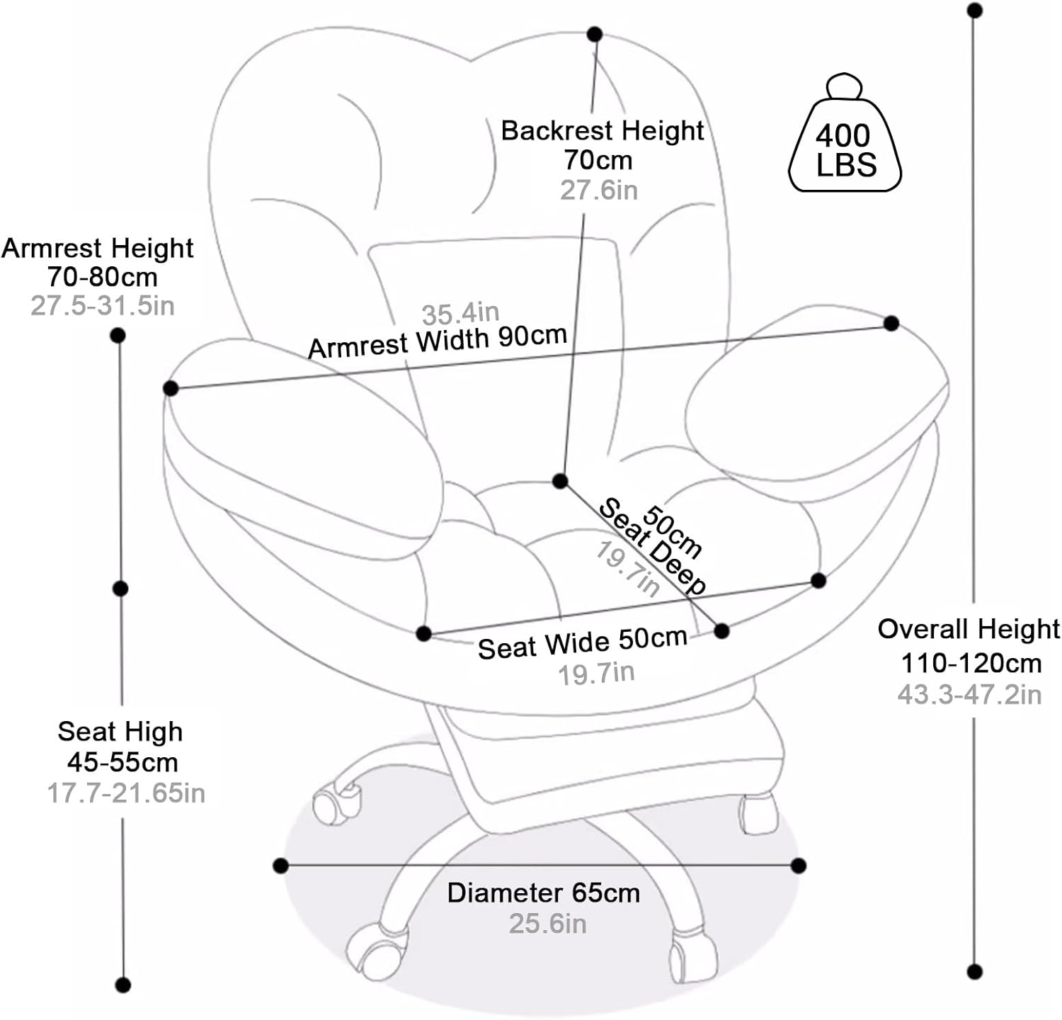 Office Desk Gaming Chair Lazy Sofa Armchair with Footrest for Bedroom White Recliner Chair for Home/Office/Study/Gaming