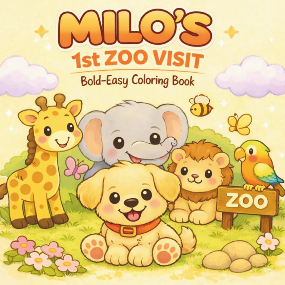 Little Milo’s Big Adventures. MILO'S FIRST ZOO VISIT: A Bold and Easy Kawaii Coloring Book for Kids and Toddlers