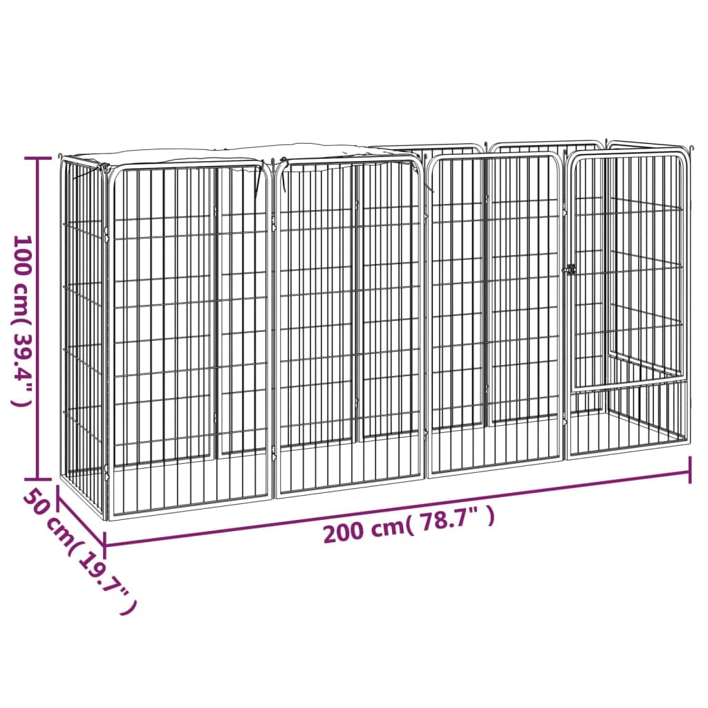 Parque para perros de acero pulverizado, 50 x 100 cm, con techo y puerta, cerrojo de seguridad para exteriores, jardín, terraza, caño para cachorros y perros