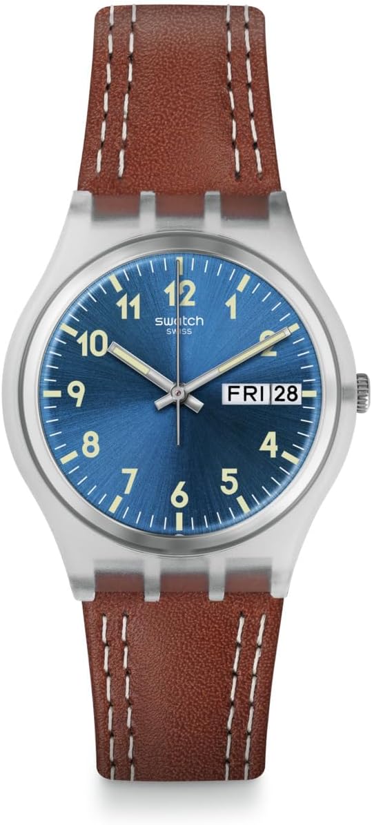 Leather Swatch View Swatch Gent Womens Watch Casual Plastic Brown