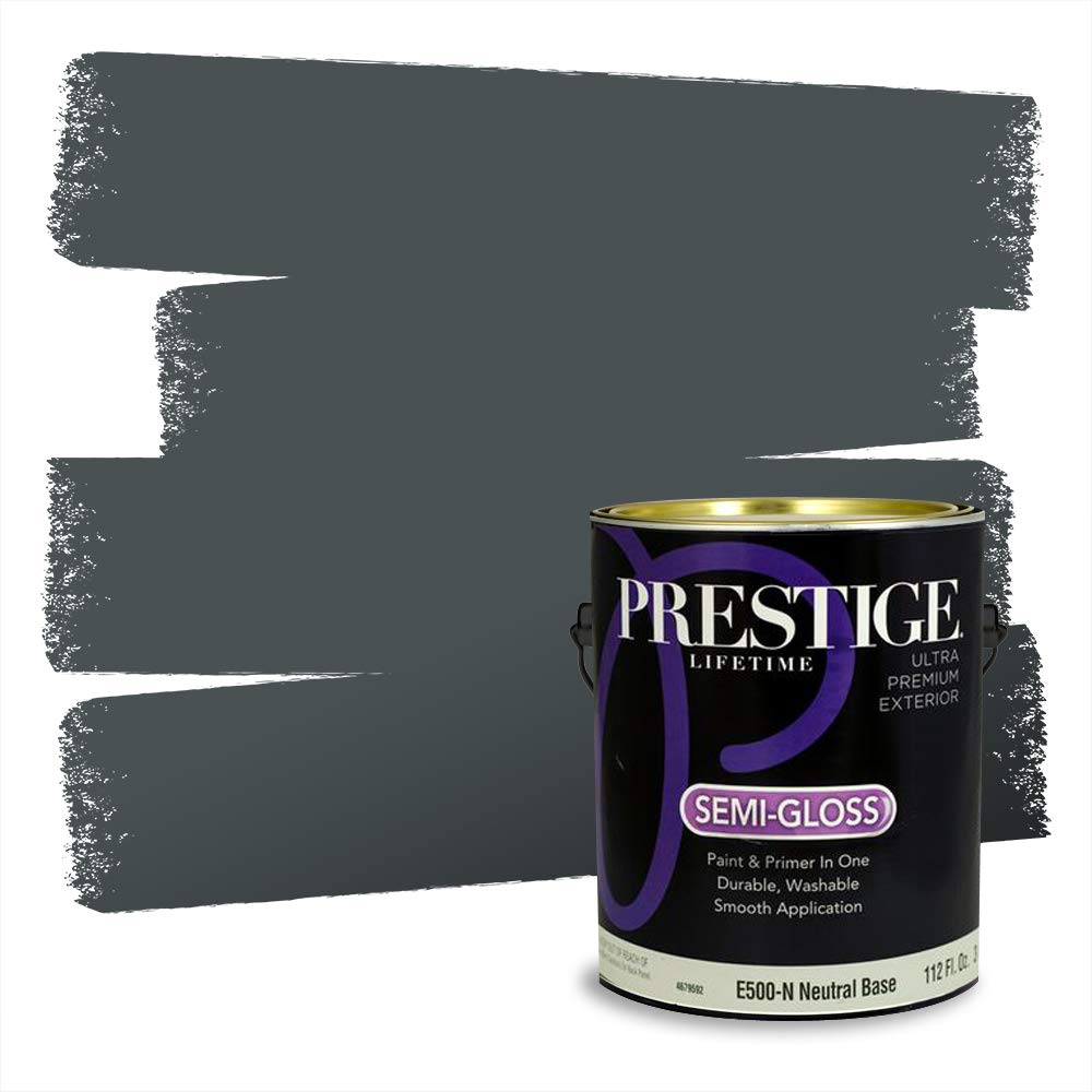 PRESTIGE Paints Exterior Paint and Primer In One, Semi-Gloss, Black Evergreen