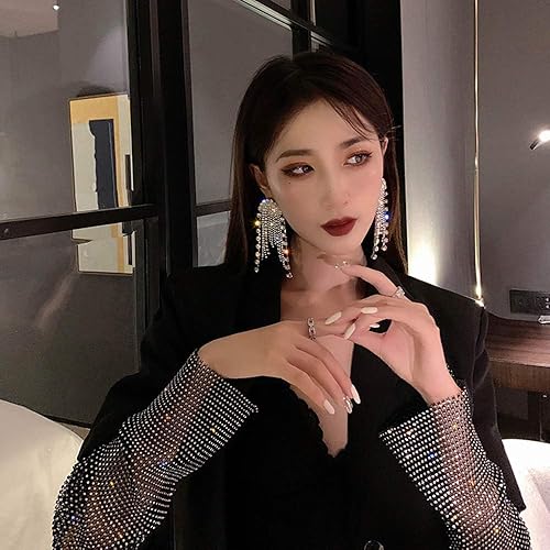 Miniatura 4 de FXmimior Pendientes de moda para mujer cadena larga aretes colgantes de gota plata