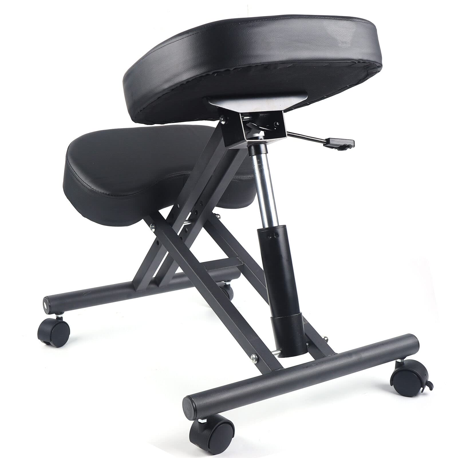Chaise orthopédique ergonomique - Chaise d'ordinateur - Tabouret à genoux - Tabouret en tissu noir - Chaise de santé - Tabouret de bureau - Chaise de santé confortable rembourrée