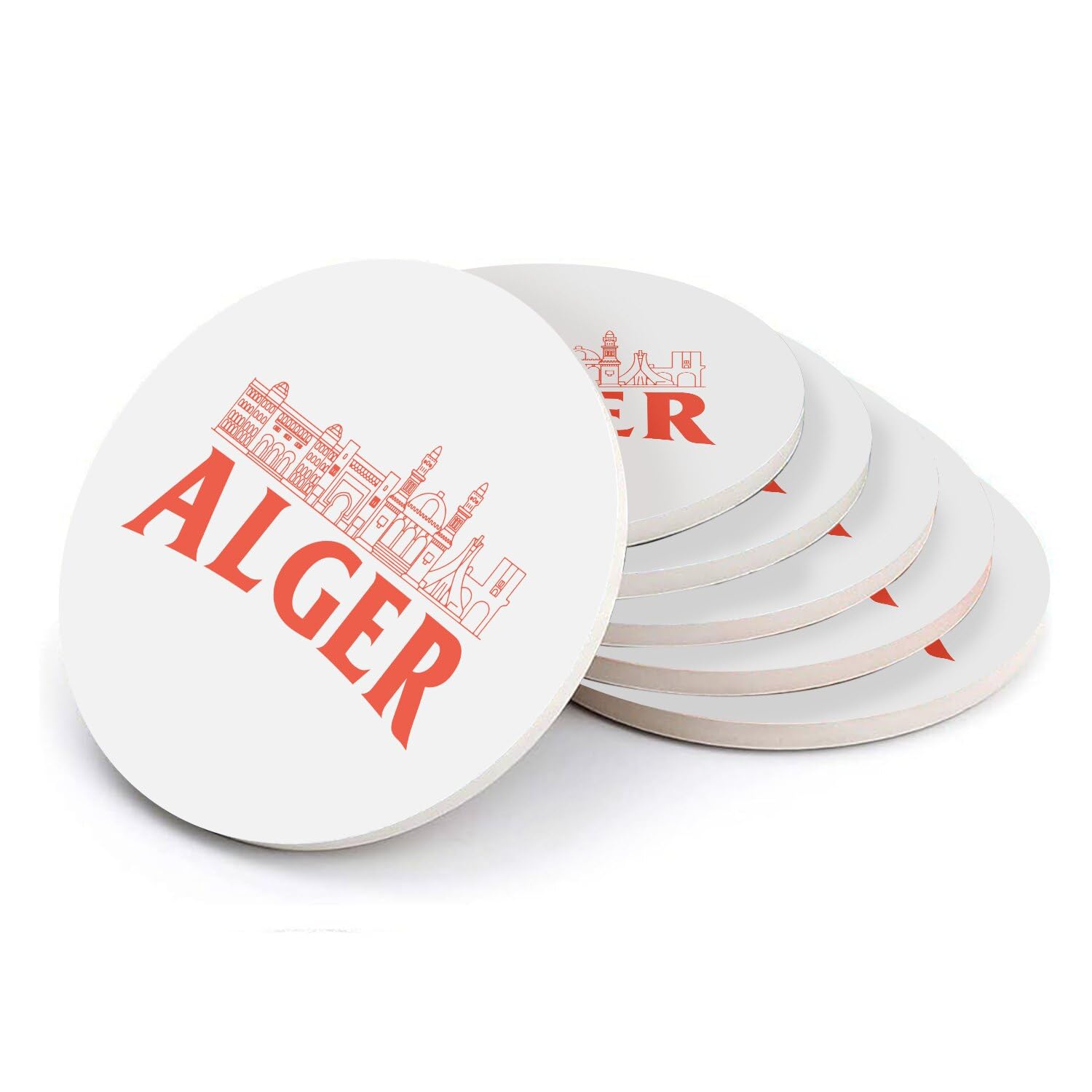 Sous verre ronds en céramique Alger Lot de 6 idée cadeau souvenir de voyage