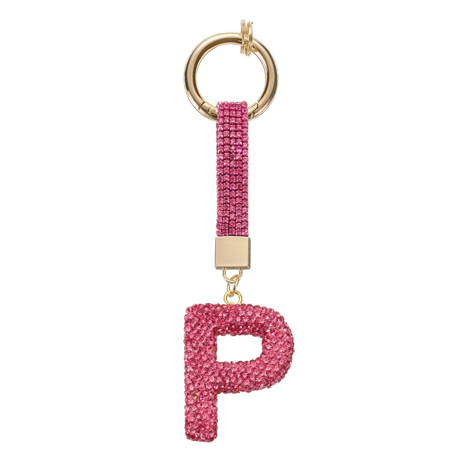 sourcing map Alphabet P Letter Bag Charm Rhinestone Initial Alphabet Letters Charm Accessories for Keychain Bracelet Wristband Necklace Jewelry Making Bags, Rose Red