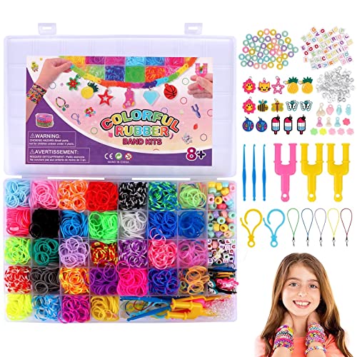 JOPHEK 2000+ Elastique Bracelet Kit, 40 Grilles Bricolage Élastique Loom Bands Kit avec Boîte de Rangement, Perles Convient Fabriquer Activites Manuelles...