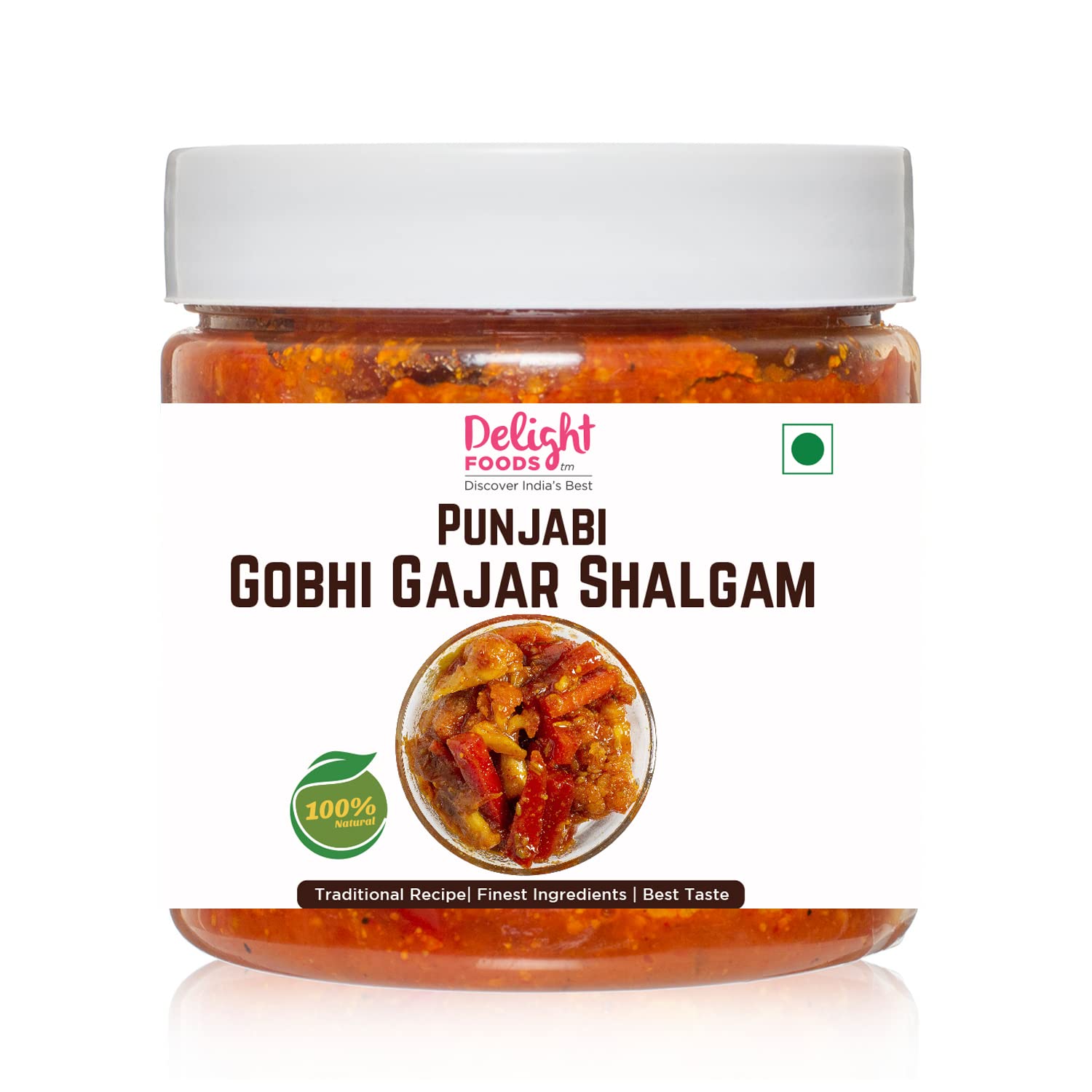Delight Foods Punjabi Gobi Gajar Shalgam Achaar 350g |Cauliflower Carrot Turnip Pickle | Indian Preserve | Chutney | UppinKai | Chakna | Achar with Authentic Masalas & Recipes |