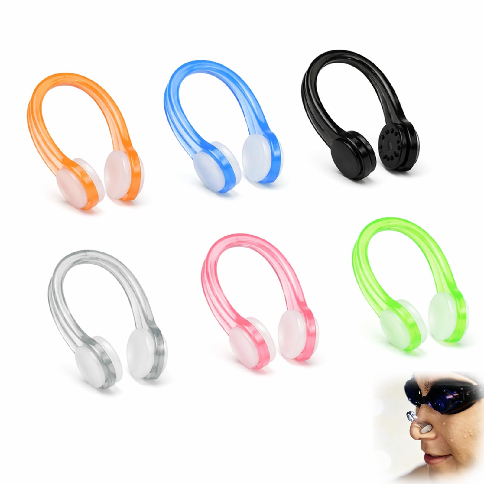 Pack 6 Pinzas Nariz Natacion Antideslizantes en Silicona – Pinza Nariz Natación Adulto y Niños, Accesorios Piscina Coloridos para Buceo y Natación, Equipo Acuático Suave para Aprendices