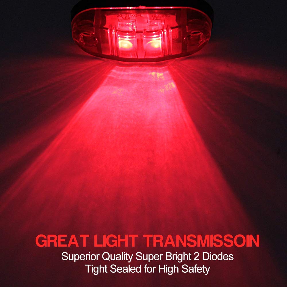 Biqing Luce Laterale Da Camion Rotonda, 3/4" Led Indicatori Laterali LED Fanali Posizione 12V/24V Impermeabile Universale Per Camion Caravan Camper Rimorchio Bus (Bianco-10x - Foto 9