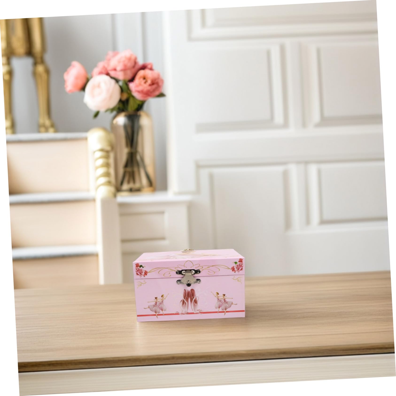 Ipetboom Joyero Musical Bailarina Rosa de 5 Pulgadas, Caja de Música de Ballet para Niñas, Organizador Compacto de Joyas, Decoración Infantil y Obsequio para Cumpleaños