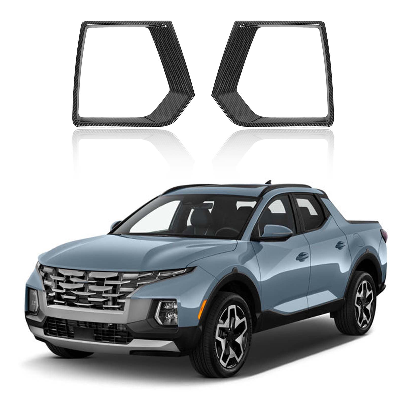 Front Fog Light Frame Cover Trim for Santa Cruz 2022 2023 2024 Accessories, ABS Car Fog Light Lamp Guard Cover Decor 2Pcs, Carbon Fiber Pattern