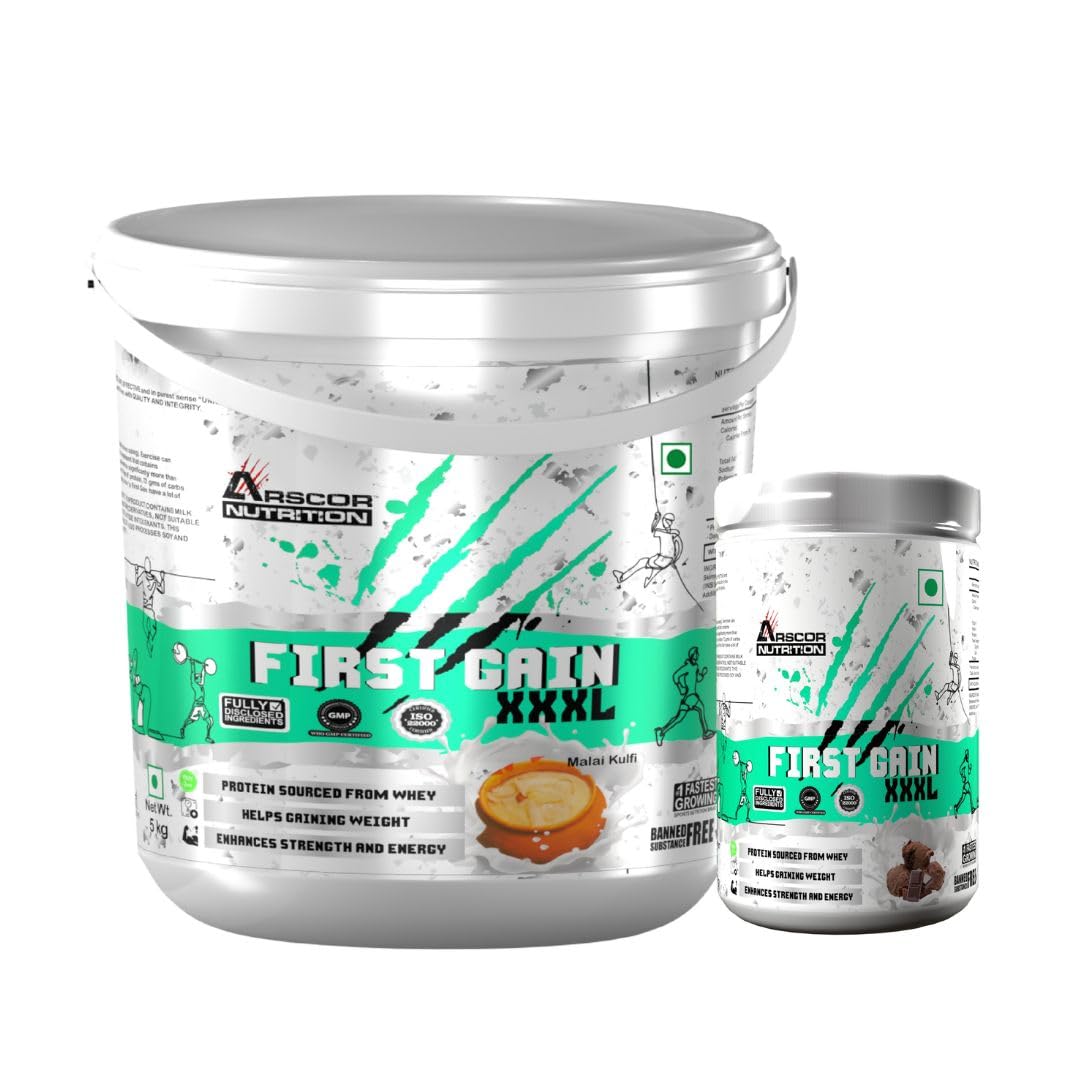 First Gain Mass Gainer | Lean Whey Protein Muscle Mass Gainer | Complex Carbohydrates | 1134 Calories | Reduces Muscle Breakdown | Boosts Metabolism | 5 kg + Free First Gain 1kg | Malai Kulfi-image-34