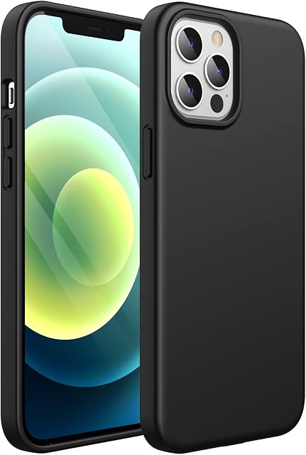 JETech Silicone Case for iPhone 12 Pro Max 6.7-Inch, Silky-Soft Touch Full-Body Protective Phone Case, Shockproof Cover with Microfiber Lining (Black)