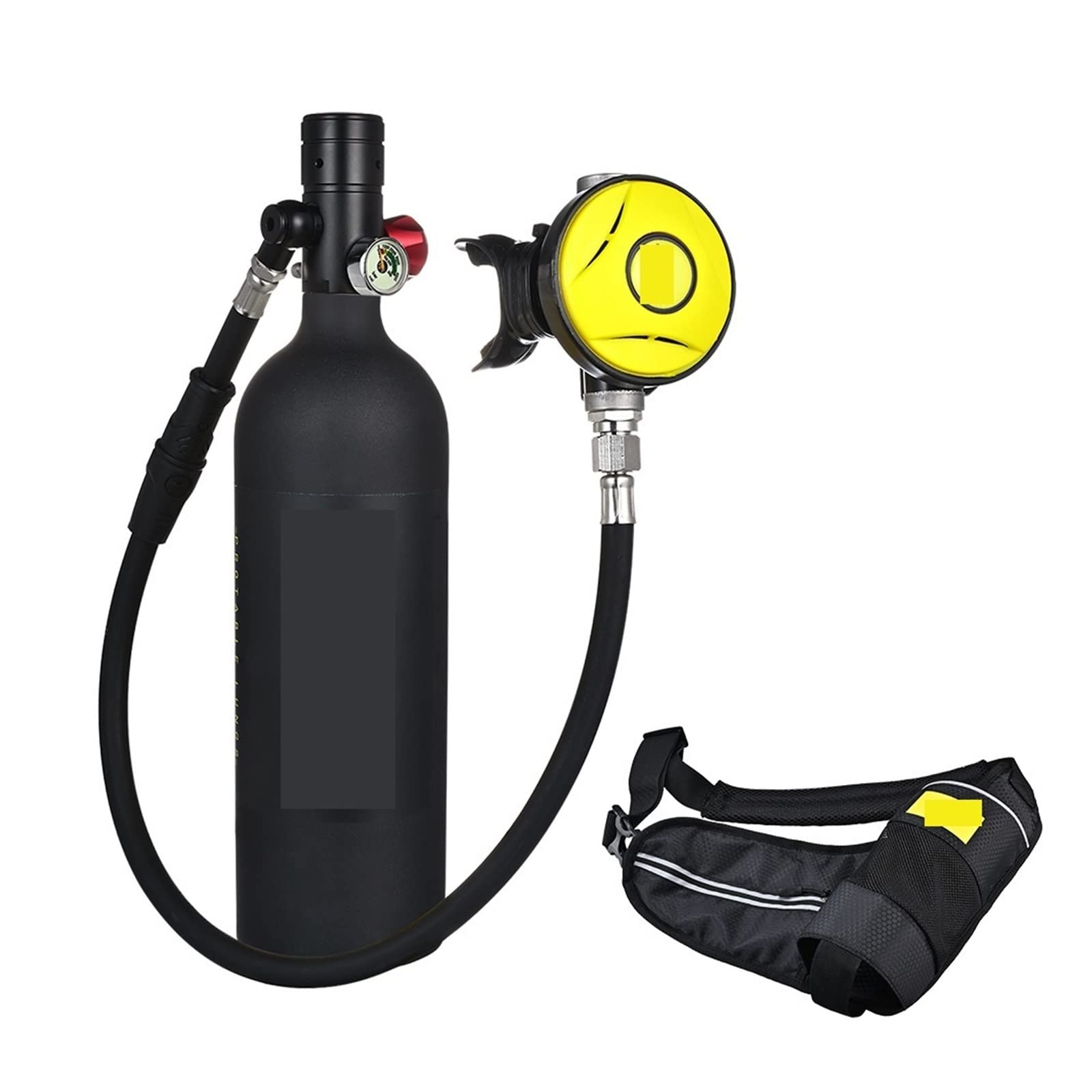 Portable Dive Cylinder, Diving Oxygen Cylinder 1L Capacity Portable Respirator(Nero)