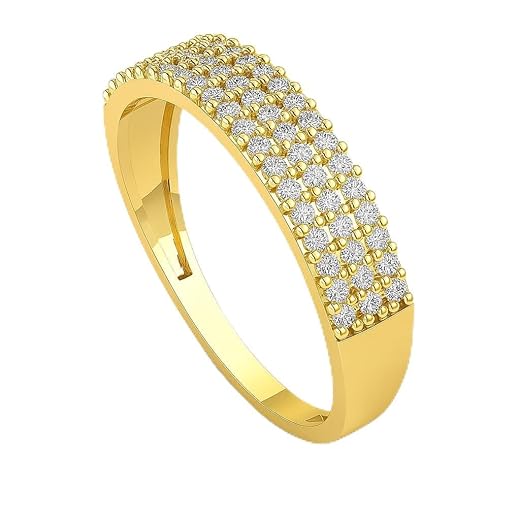 Anel estilo Aliança Aparador 3 fileiras cravejado Banhado a Ouro 18k