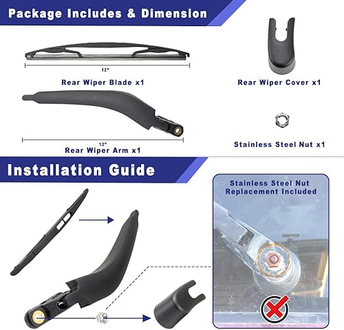 Miniatura 2 de Conjunto de limpiaparabrisas trasero compatible con GM Buick Enclave 2008-2017, repuesto 15280813, 25820122, 25800774