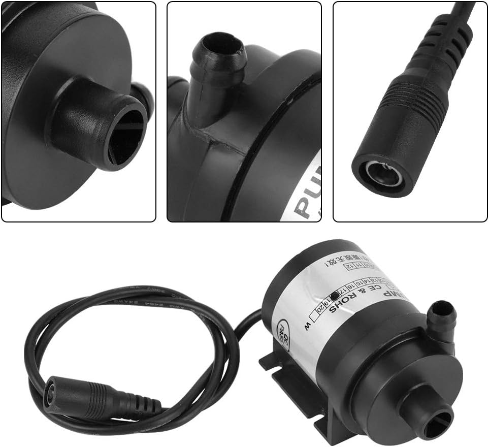 Akozon Micro Pump, Circulation 12V 18W Brushless Black High Temperature Low Noise