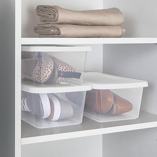 Miniatura 7 de Paquete de 20 recipientes de almacenamiento de plástico transparente de 6 cuartos de galón con tapas a presión, organizadores apilables y duraderos