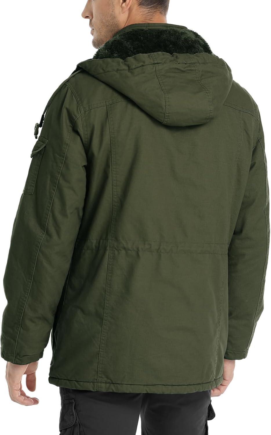 CHEXPEL Men's Thick Winter Jackets with Hood Fleece Lining Cotton Military Jackets Work Coats with Cargo Pockets Outwear - Image 2