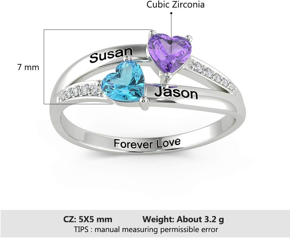 kaululu Personalized Sterling silver Mother Rings for Women Size 6/7/8/9 Thick Ring for Grandma With Birthstone Charms 1-6 Names Engraved Custom Wedding Rings