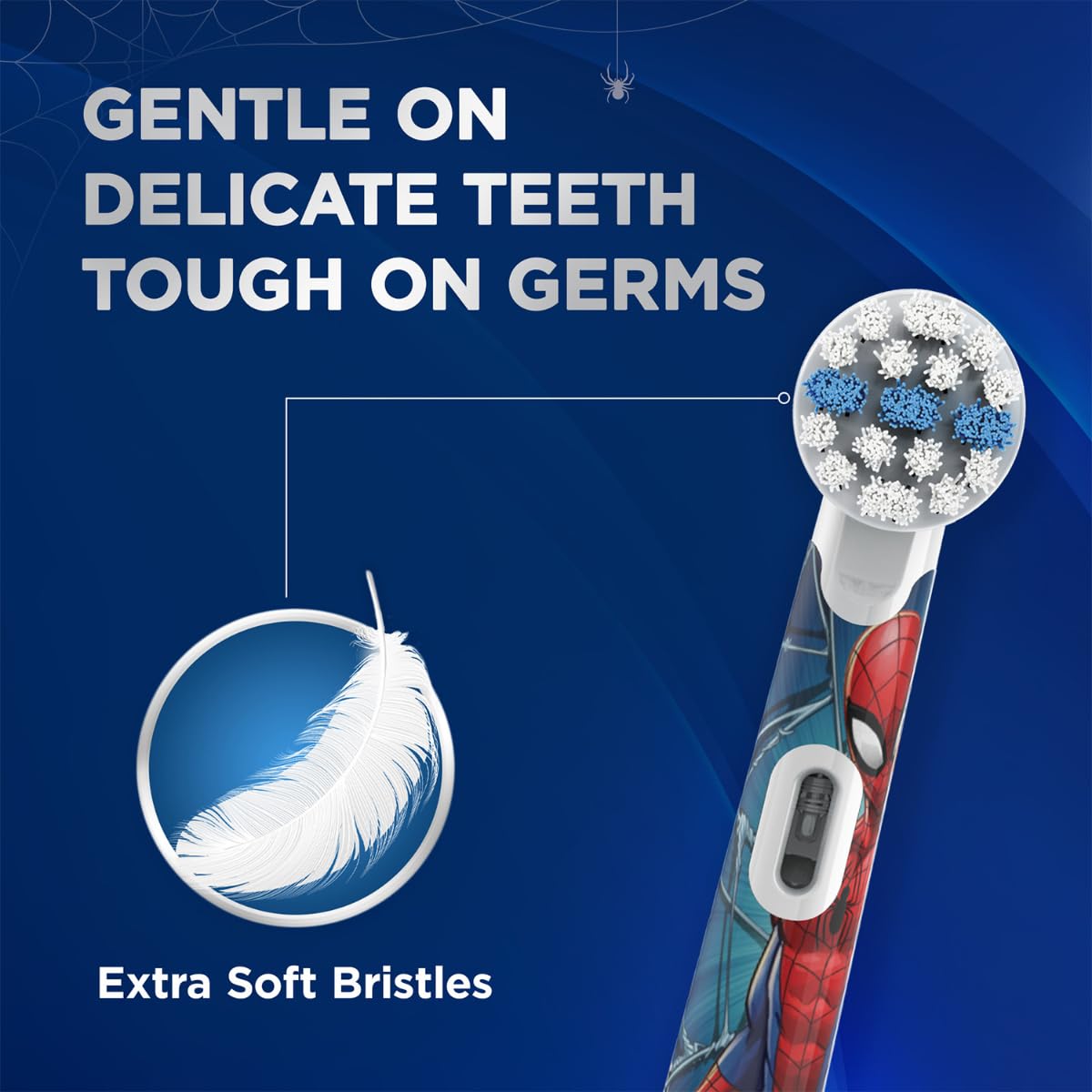 Oral-B Kids Spiderman Rechargeable Rotating Electric Toothbrush, 2 Brushing Modes (Daily & Sensitive), 2 Min Timer with Quadpacer, 2 Year Warranty by Oral B, IPX7 Water Resistant, Round Brush Head - Image 3 thumbnail