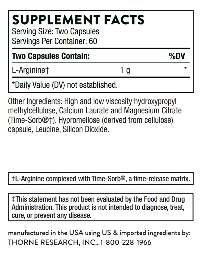 THORNE LArginine Sustained Release (Formerly PerfusiaSR) Support Heart Function, Nitric