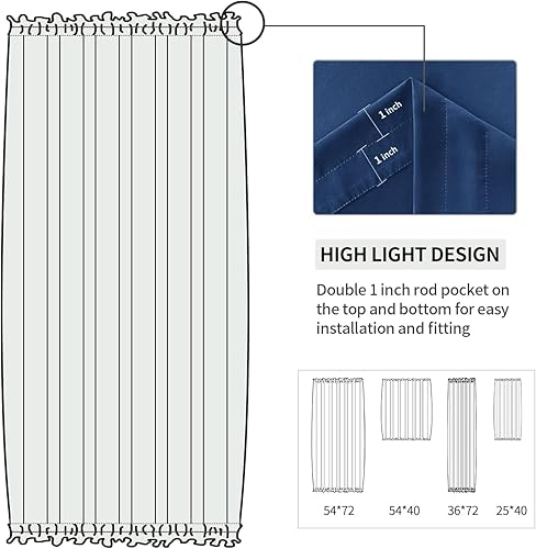 Miniatura 387 de DWCN Cortinas para puerta francesa: cortina térmica con bolsillo para barra para puertas con ventana de cristal, puertas de cocina y patio