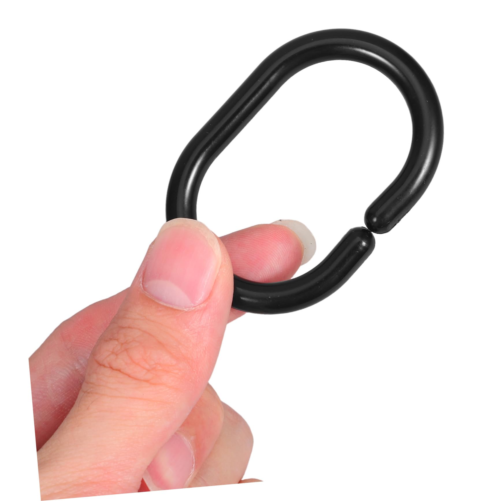 24 ganci per tenda da doccia in plastica nera a forma di C, leggeri e resistenti, per una facile installazione di tende da bagno e finestre, ganci con presa sicura