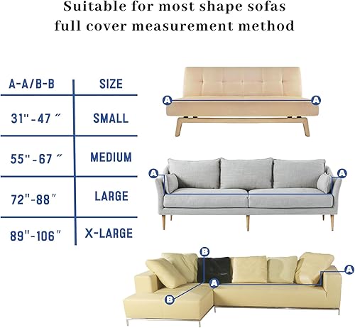 Miniatura 7 de Funda elástica para sofá estampada con una funda de cojín separada para sofás de 3 cojines, protector universal de muebles lavable y elástico (L,