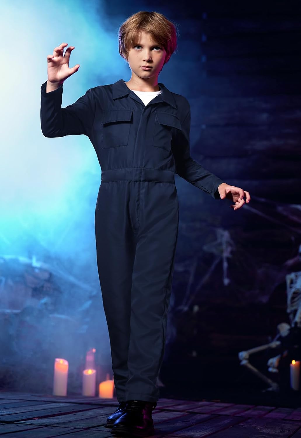 BesserBay Kids Long Sleeve Coveralls Solid Color Jumpsuit with Pockets 4-16 Years - Image 3