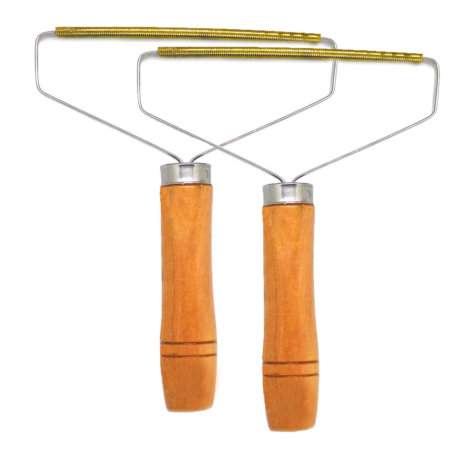 Portable Lint Remover, Reusable Fabric & Carpet Shaver, Lint Roller for Removing Clothes Fuzz, Pet Hair Remover with Wooden Handle, Manual Carpet Hair Remover Tool (2PCS)