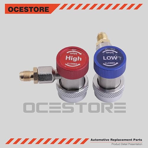 Miniatura 3 de Ajustable para conector de acoplador rápido R134A, kit de conversión de manguera de manómetro de freón SAE HVAC de 14 pulgadas SAE HVAC de alta y