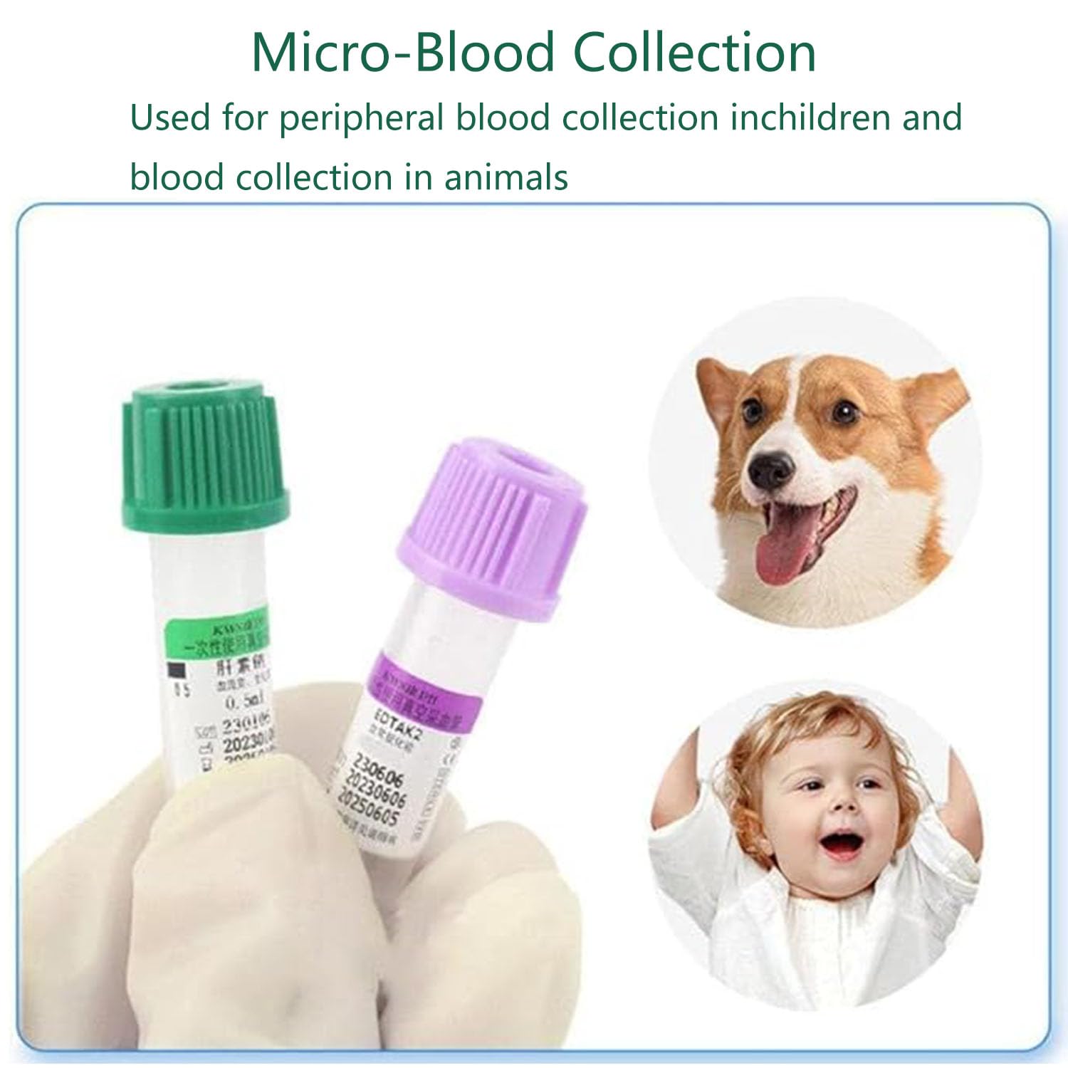 100 tubos vacutainer de vidrio/PET con heparina sódico/litio para tubos de ensayo de laboratorio, animales de mascotas, veterinarios, 5 ml, 10 ml, 15 ml