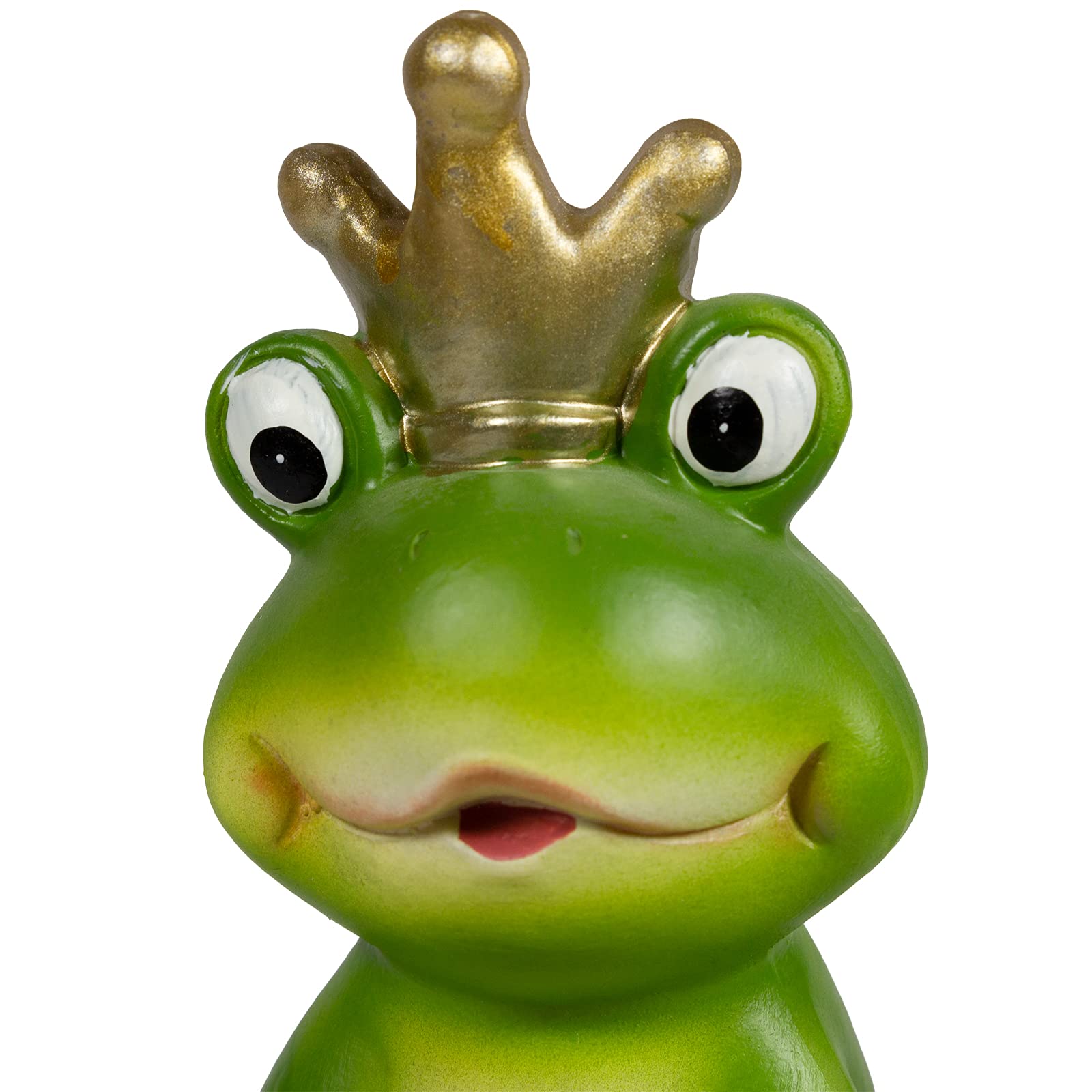 DURLINE - Decorazione da giardino XXL con corona dorata verde naturale. La miscela di ceramica è resistente alle intemperie, la statua da giardino ha un'altezza di circa 30 cm.