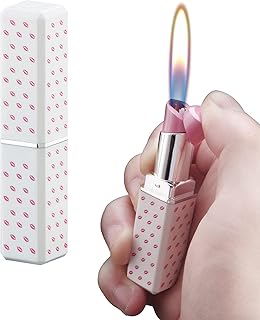 Creative Lipstick Lighter,Soft Flame Butane Lighter,Torch Lighter,Adjustable Open Flame Lighters,Lipstick Shaped Butane Lighter Refillable Lighter for Fireplace Candle Camping BBQ (Without Gas)