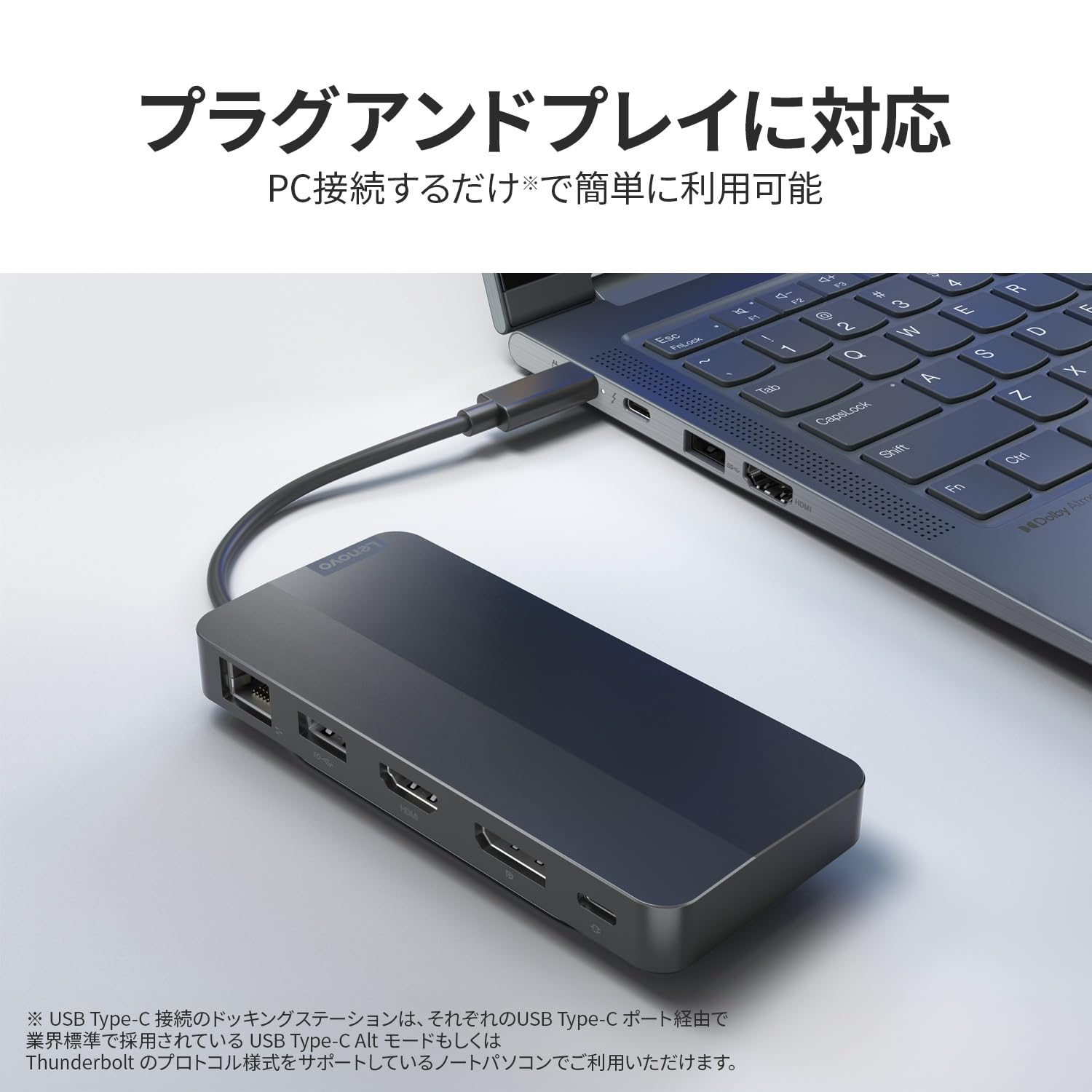 Lenovo USB Tipo C Dual Display Travel Dock (senza adattatore CA) Hub Docking Station Displayport HDMI USB Tipo C Ethernet 2 Uscita di visualizzazione 47 cm Cavo interno 40B90000WW