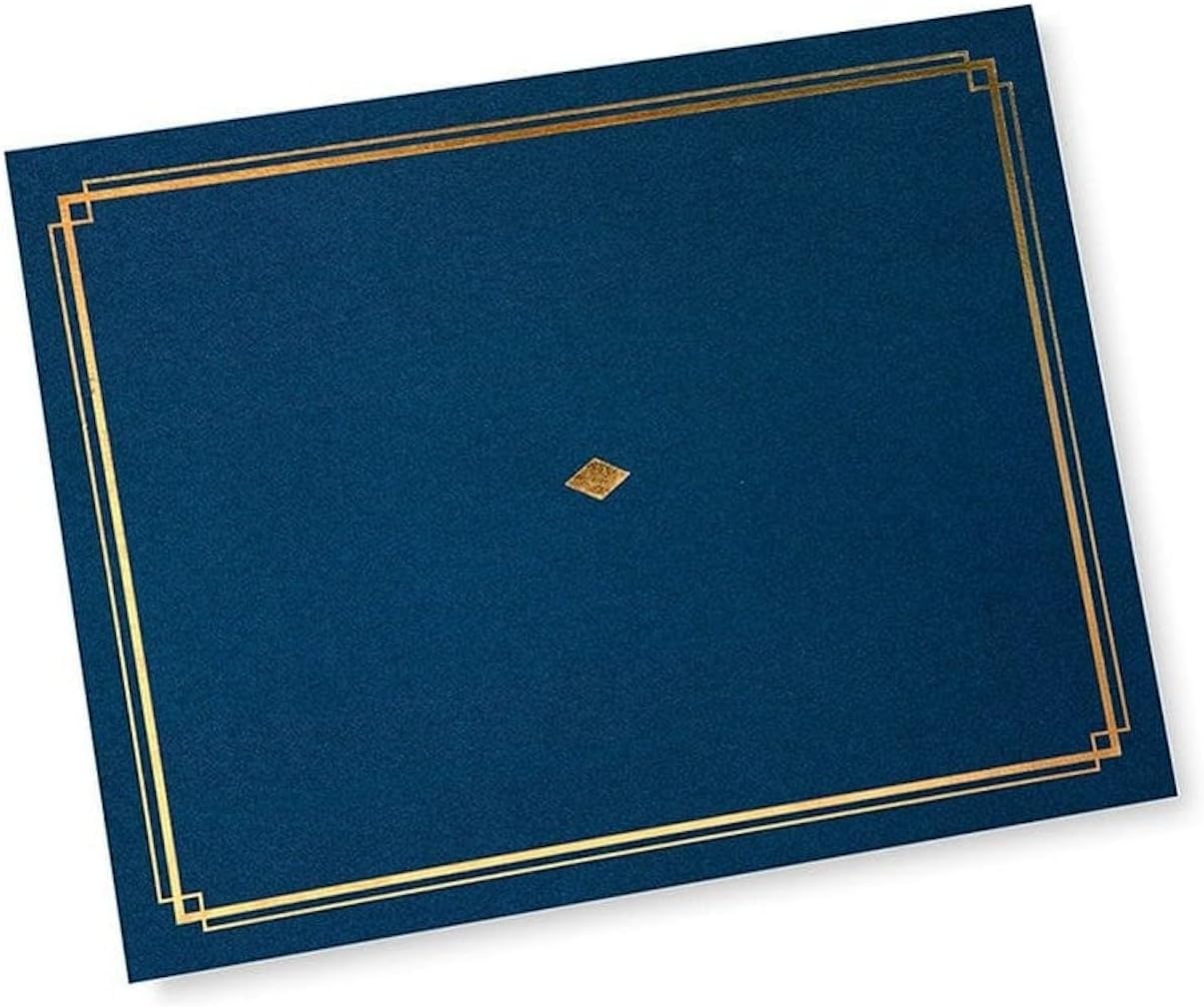 Gartner Studios Certificate Holder, Blue with Gold Foil Detail, Fits 8.5” x 11” Documents, 36 Count
