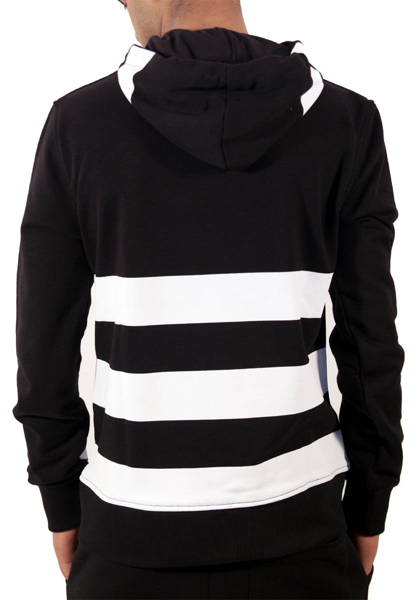 Felpa con cappuccio Brooklyn da uomo con logo stampato in cotone, nero