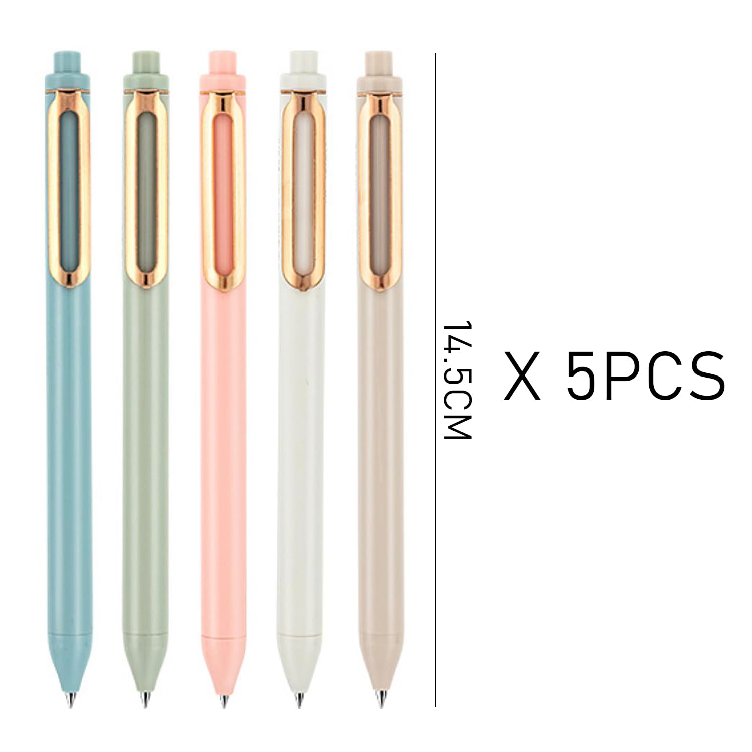 5 Penne A Gel 0.5mm - Inchiostro Nero Morandi, Asciugatura Rapida, Design Elegante