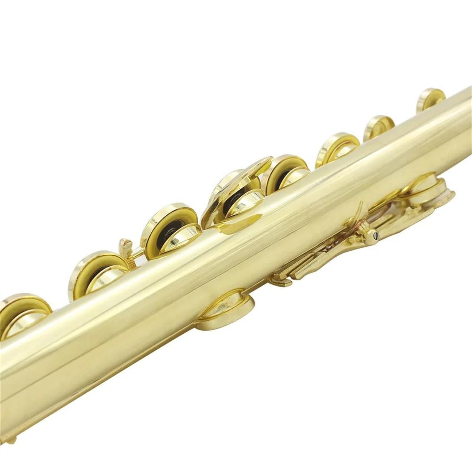 Cuerpo de tubo de cobre blanco, flauta de 16 agujeros chapada en oro, instrumentos de flauta con llave C con bolso Flauta Travesera Kit