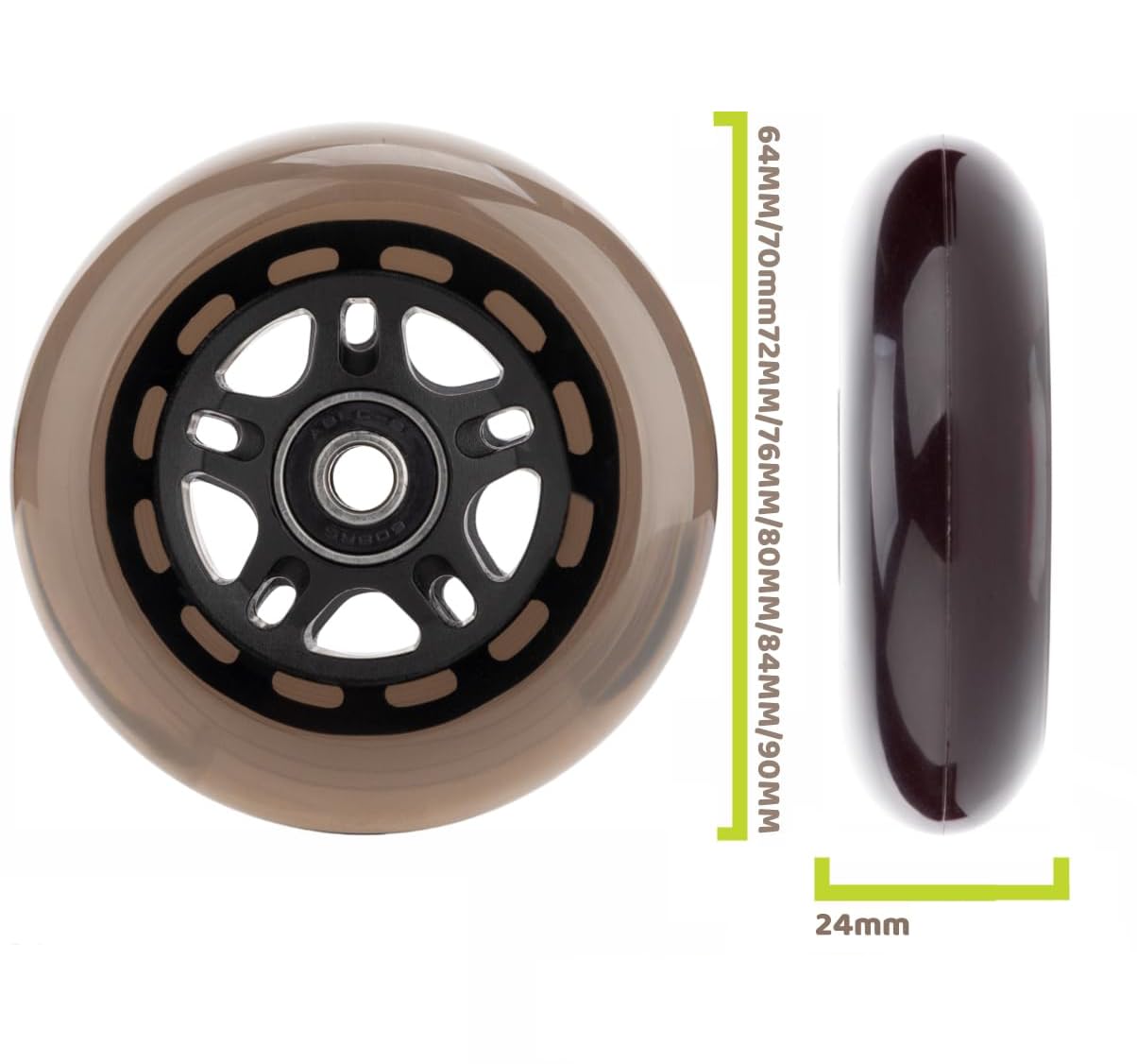 Ruote per Pattini in Linea, Confezione da 8 85A ABEC-9 con Cuscinetti e distanziali - Indoor/Outdoor e Hockey