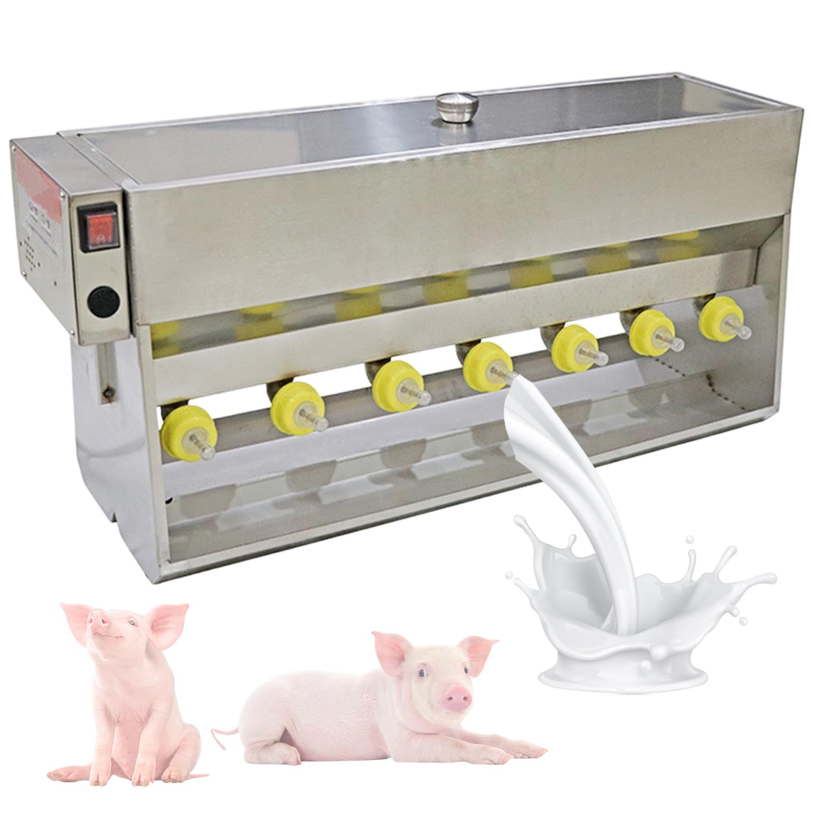 GwlThixion Teat Feeder for Piglets, Constant Temperature Little Pig Milk Feeder, 10/14 Nipple Piglet Feeding Device, Suitable for Farms and Ranches 14-Digit-VoiceVersion