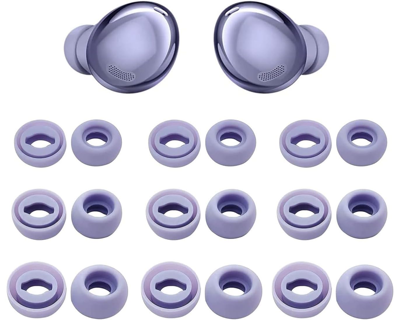 ALXCD Ear Tips Compatible with Galaxy Buds Pro SM-R190 Earbuds, S/M/L 3 Size 9 Pairs Silicone Earbuds Tips Replacement Eartips, Compatible with Galaxy Buds Pro SM-R190 9 Pairs Phantom Violet