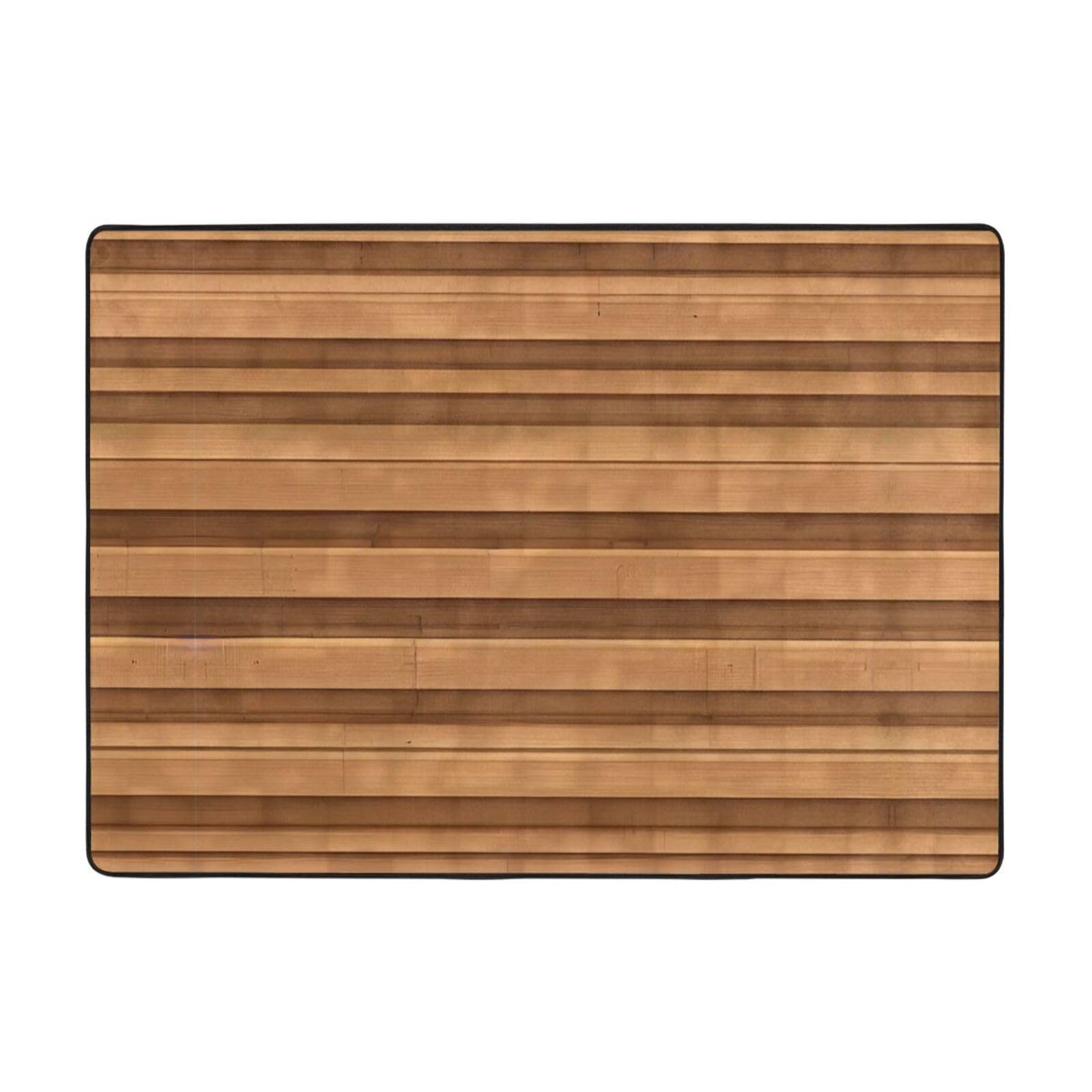 Tapis de sol en flanelle imitation bois 203x147 cm pour décoration de chambre et bureau