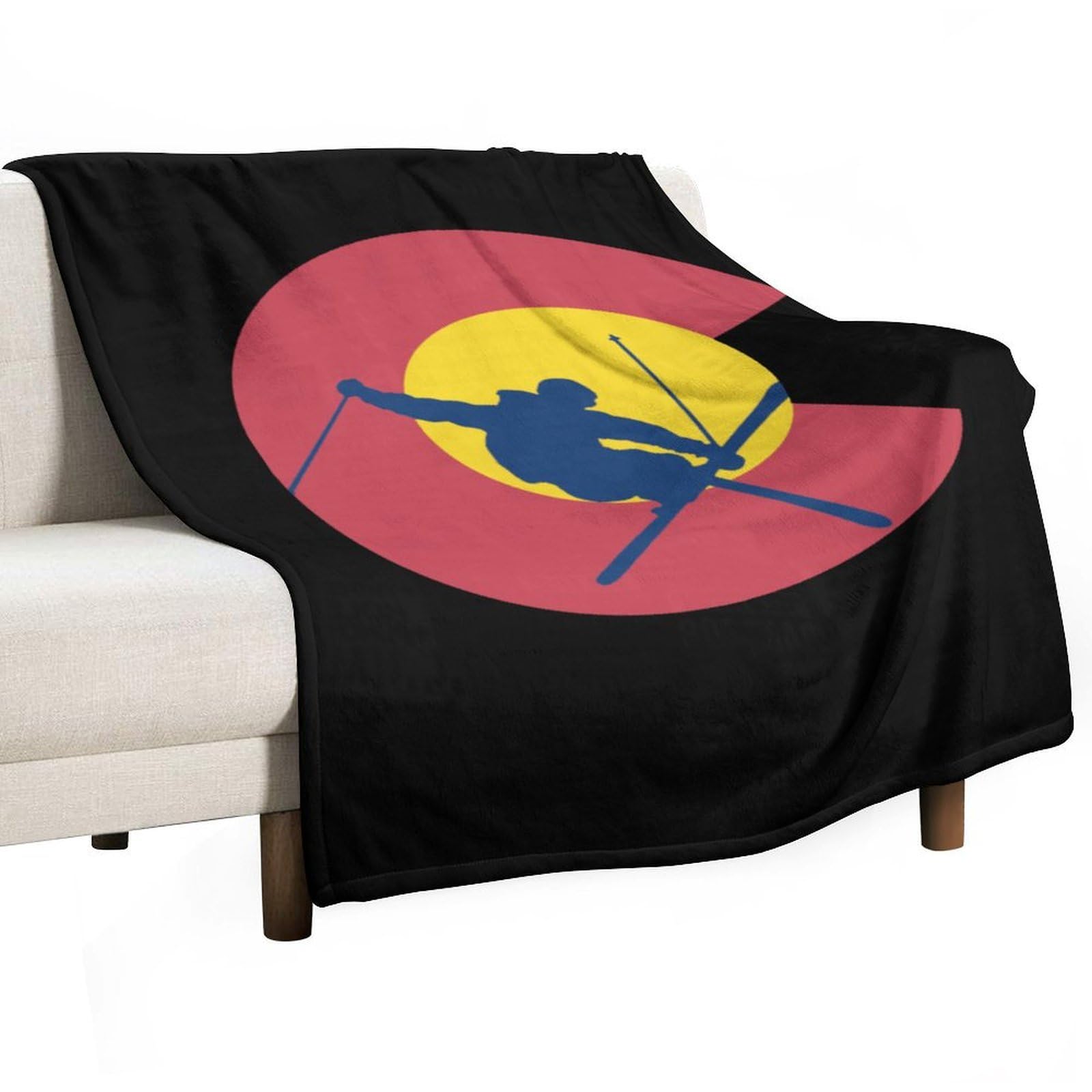 CGSBNGHA Colorado Flag Skiing Ski Flannel Fleece Blanket Lightweight Soft Throw Blankets for Sofa Couch Bed Chair