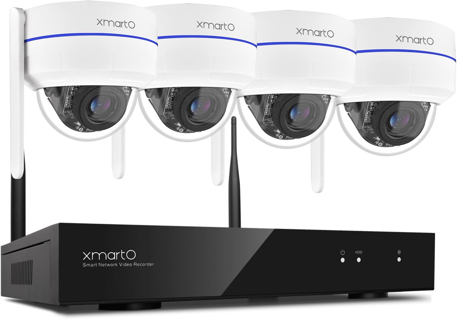 xmartO Wireless 4X DPK3034 AI Tracking 2K HD Metal Dome PTZ Camera + 10CH WNP810-W6 WiFi 6 NVR Bundle, Dual WiFi, H.265+, No Monthly Fee, IP66 Weatherproof, Home Outdoor Security System