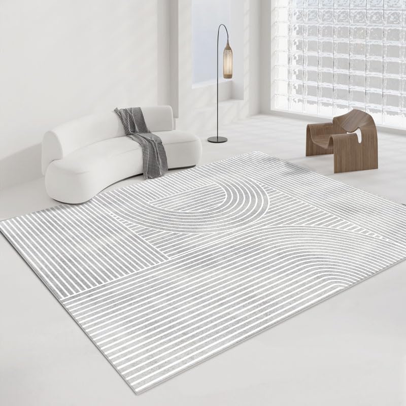 Tapis antidérapant d'entrée moderne aux lignes géométriques et finitions soignées
