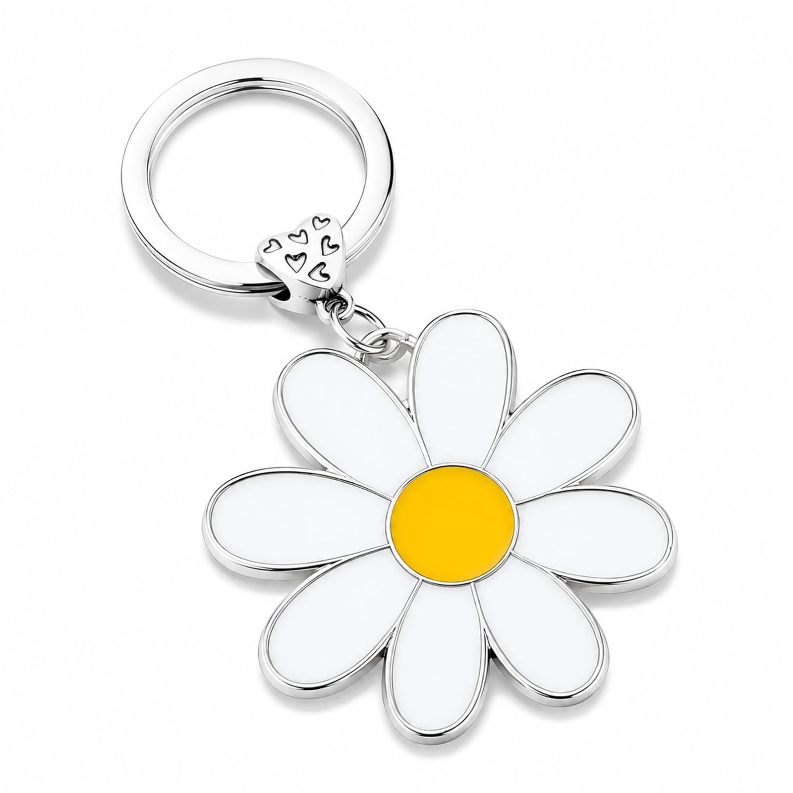 SGETHCH Cute Daisy Keychain,Metal Keyrings for Women,Bag Charm Floral Charm for Purse,Cute Keychain,Daisy Flower Keyring,Heartfelt Positive Keyring Gifts for Girls Friends Bestie Flower Lovers